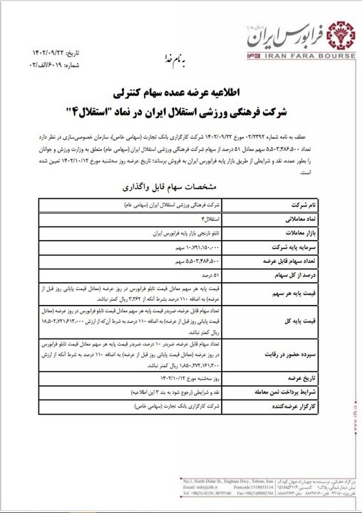 ۱۲ دی،آغاز عرضه ۵۱ درصدی سهام سرخابیها