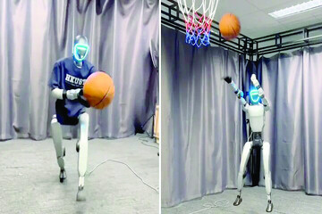 بسکتبال بازی کردن ربات انسان‌نمای چین