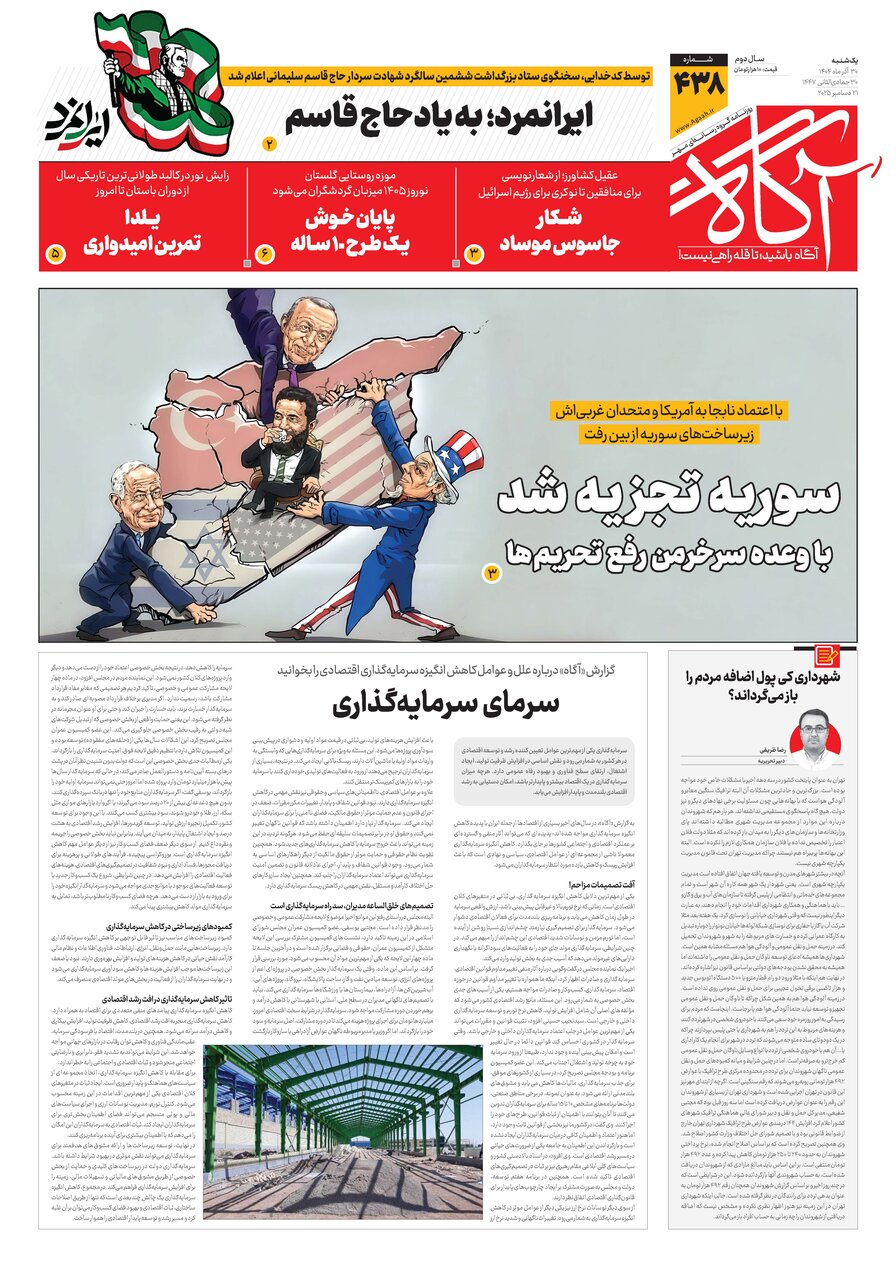 جلد شماره ۴۳۸ روزنامه آگاه