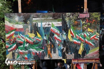 حسن روح‌الامین بداهه نقاشی کرد